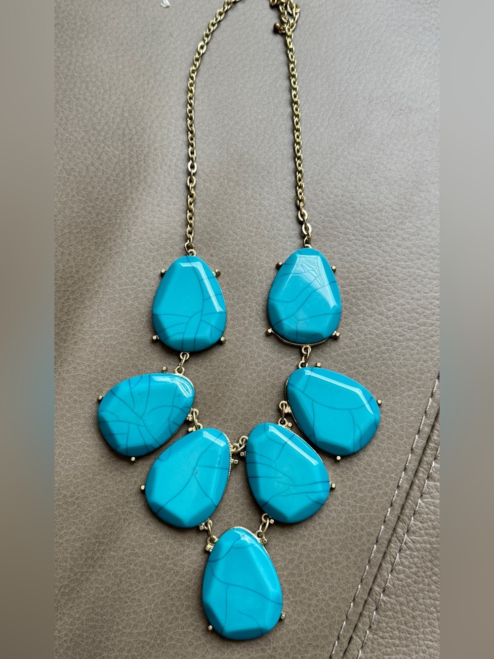 Turquoise Teardrop Statement Necklace - Women